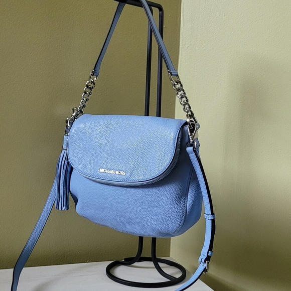 Michael Kors Blue BEDFORD Tassel Pebbled Leather Shoulder Bag/Crossbody Bag - Picture 4 of 16
